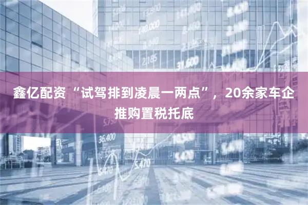 鑫亿配资 “试驾排到凌晨一两点”,20余家车企推购置税托底