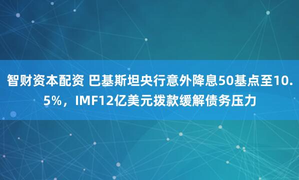 智财资本配资 巴基斯坦央行意外降息50基点至10.5%,IMF12亿美元拨款缓解债务压力